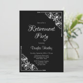 Party für die Altersvorsorge elegant Schwarz mit w Einladung (Stehend Vorderseite)
