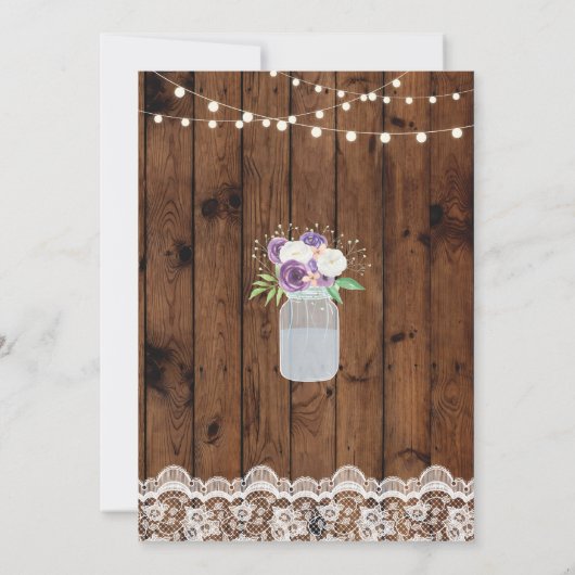 Party für die Altersvorsorge Floral Lace Wood Maso Einladung (Rückseite)