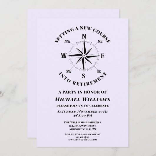 Party für die Altersvorsorge Minimalistisch Compas Einladung (Vorne/Hinten)