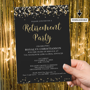 Party für die Altersvorsorge Moderne Black Gold St Einladung