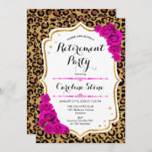 Party für die Altersvorsorge - Rosa Gold Leopard P Einladung (Vorne/Hinten)
