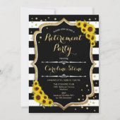 Party für die Altersvorsorge - Sonnenblumen Schwar Einladung (Vorderseite)