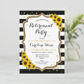 Party für die Altersvorsorge - Sonnenblumen Schwar Einladung (Stehend Vorderseite)