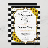 Party für die Altersvorsorge - Sonnenblumen Schwar Einladung (Vorne/Hinten)