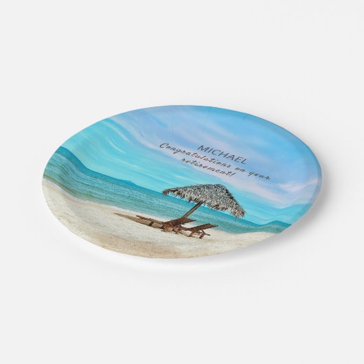 Party für die Anmietung Custom Tropical Beach Pappteller (Schrägansicht)