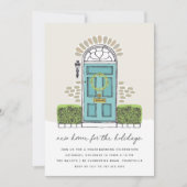 Party für die aquamarine Haustürwärmung Einladung (Vorderseite)