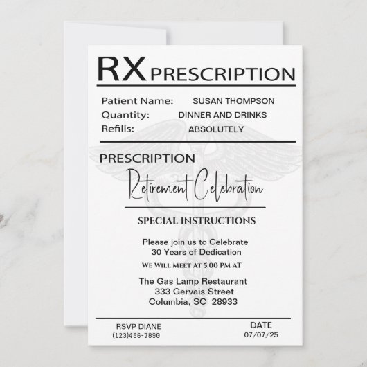 Party für die ärztliche Verschreibung Einladung (Vorderseite)