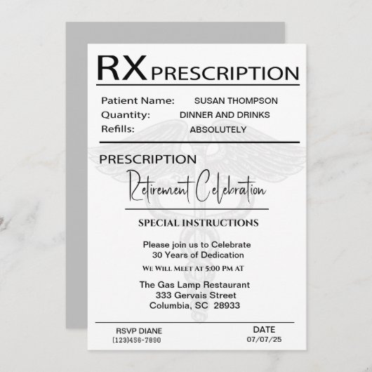 Party für die ärztliche Verschreibung Einladung (Vorne/Hinten)