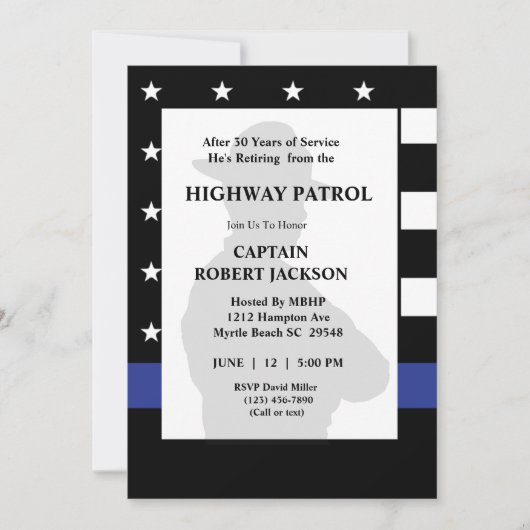 Party für die Beschaffung der Blauen Linie eines P Einladung (Vorderseite)