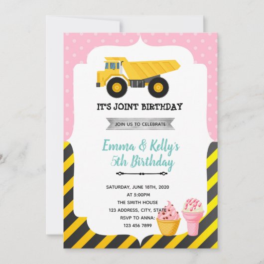 Party für die Eiscremekonstruktion Einladung (Vorderseite)