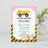 Party für die Eiscremekonstruktion Einladung (Stehend Vorderseite)