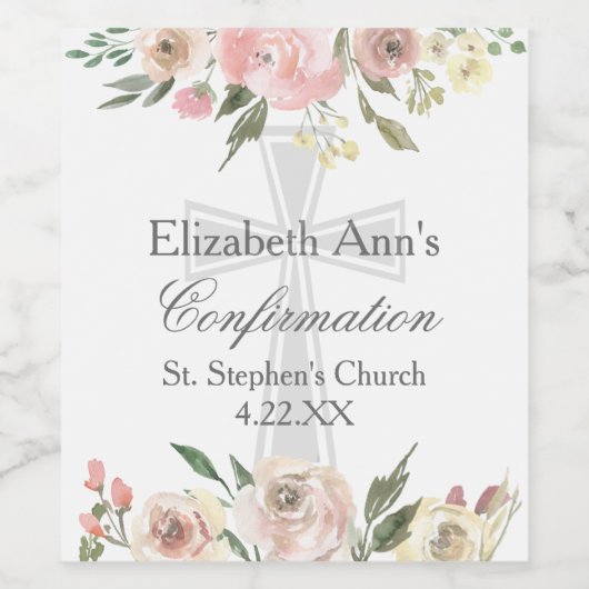 Party für die elegante rosa Blumenbestätigung Weinetikett (Einzelnes Label)