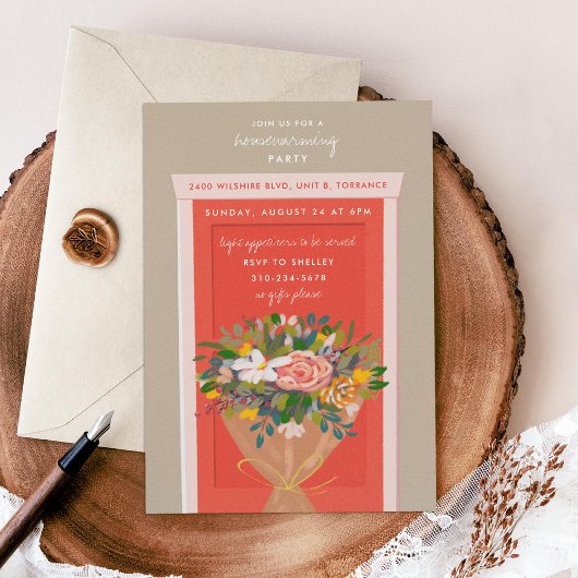 Party für die Erderwärmung der roten Tür Illustrie Einladung