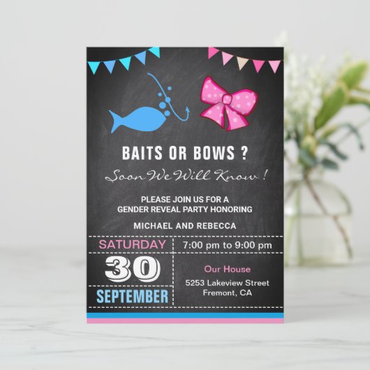 Party für die geschlechtsspezifischen Baits oder B Einladung (Stehend Vorderseite)