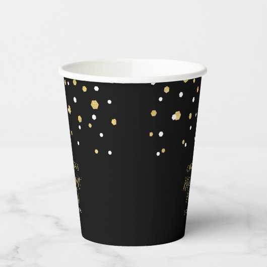 Party für die Golden & Black Geometric Confetti-Re Pappbecher (Links)