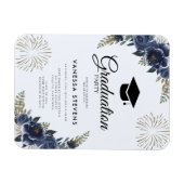 Party für die Graduierung von Navy Blue Floral Magnet (Horizontal)
