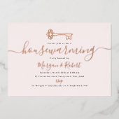 Party für die Häuserwärmung in Rosa Folieneinladung (Vorderseite)