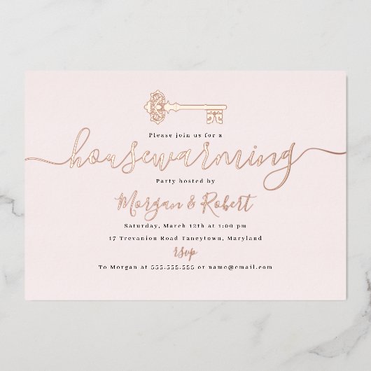 Party für die Häuserwärmung in Rosa Folieneinladung (Vorderseite)