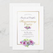 Party für die Haushaltsaufwärmung Rosa Blumengoldg Einladung (Vorne/Hinten)