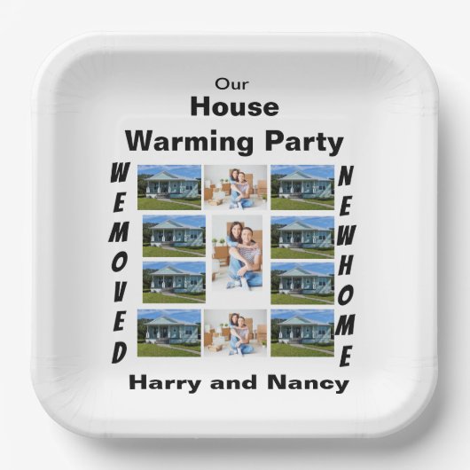 Party für die Haushaltswärmung 11 FotoCollage Pappteller (Vorderseite)