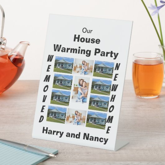 Party für die Haushaltswärmung 11 FotoCollage Sockelschild (In Situ)