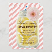 Party für die Haushaltswärmung Süße Streifen Somme Einladung (Vorne/Hinten)