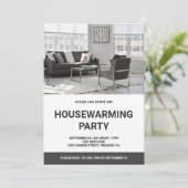 Party für die häusliche Aufwärmung von Schwarz und Einladung (Stehend Vorderseite)