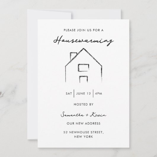 Party für die häusliche Erwärmung Modernes Minimal Einladung (Vorderseite)