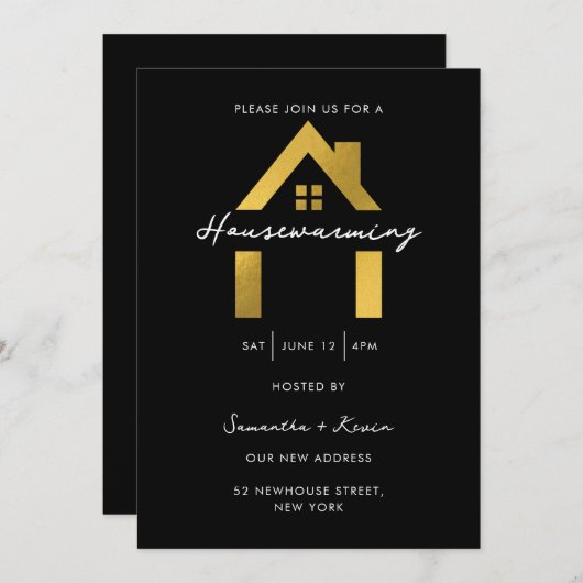 Party für die häusliche Erwärmung Modernes Minimal Einladung (Vorne/Hinten)