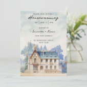 Party für die häusliche Erwärmung Vintag Aquarell Einladung (Stehend Vorderseite)