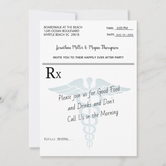 Party für die Hochzeitsempfehlung Einladung (Vorderseite)