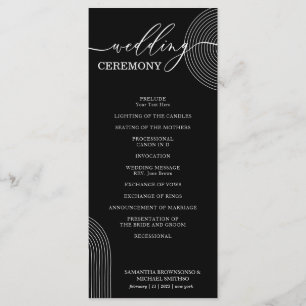 Party für die Hochzeitsfeier in Schwarz und Weiß Menükarte