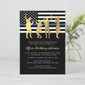 Party für die Polizeieinweisung Thin Blue Line Einladung (Stehend Vorderseite)