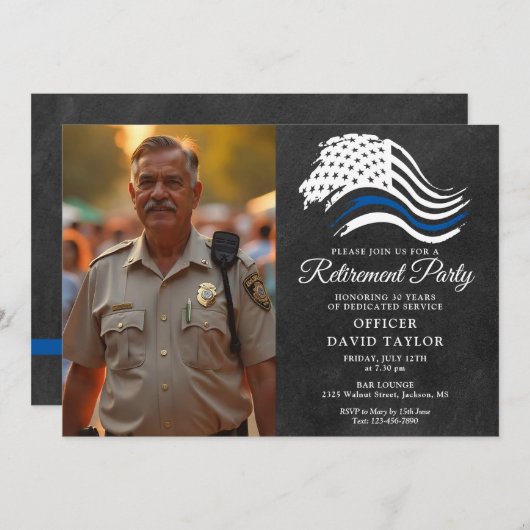 Party für die Polizeieinweisung "Thin Blue Line"-F Einladung (Vorne/Hinten)