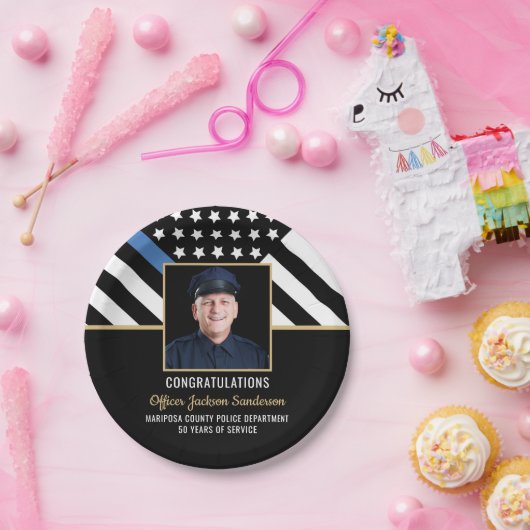 Party für die Polizeieinweisung "Thin Blue Line"-F Pappteller (Party)