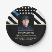 Party für die Polizeieinweisung "Thin Blue Line"-F Pappteller (Vorderseite)