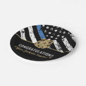 Party für die Polizeieinweisung Thin Blue Line Pappteller (Schrägansicht)