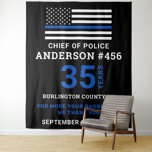Party für die Polizeieinweisung "Thin Blue Line" Wandteppich (Beispiel)