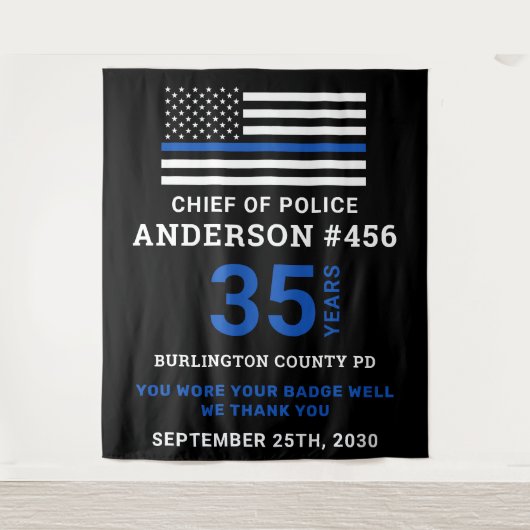 Party für die Polizeieinweisung "Thin Blue Line" Wandteppich (Vorderseite)