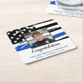 Party für die Polizeieinziehung Foto Thin Blue Lin Rechteckiger Pappuntersetzer (angewinkelt)