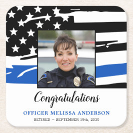 Party für die Polizeieinziehung Foto Thin Blue Lin Rechteckiger Pappuntersetzer