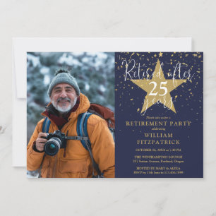 Party für die Renten von Fotos von Navy und Gold S Einladung