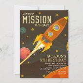 Party für die Retro-Weltraummission Kindergeburtst Einladung (Vorderseite)