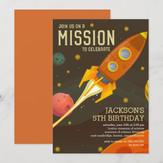 Party für die Retro-Weltraummission Kindergeburtst Einladung