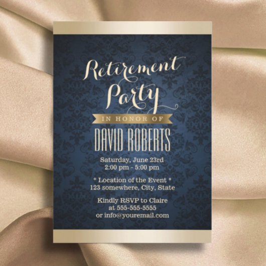 Party für die Rückgabe von Gold- und Navy-Blue-Dam Einladung