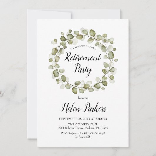 Party für die Ruhestandszeit botanischer Folienkra Einladung (Vorderseite)