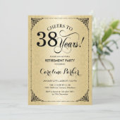 Party für die Ruhestandszeit - Goldschwarzer Damas Einladung (Stehend Vorderseite)
