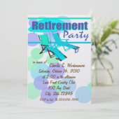 Party für die Ruhestandszeit/ Loungesessel Einladung (Stehend Vorderseite)