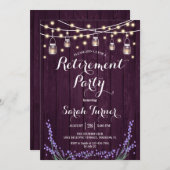 Party für die Ruhestandszeit - Rustikaler Lila Hol Einladung (Vorne/Hinten)