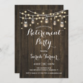 Party für die Ruhestandszeit - Rustikales Holz Einladung (Vorne/Hinten)